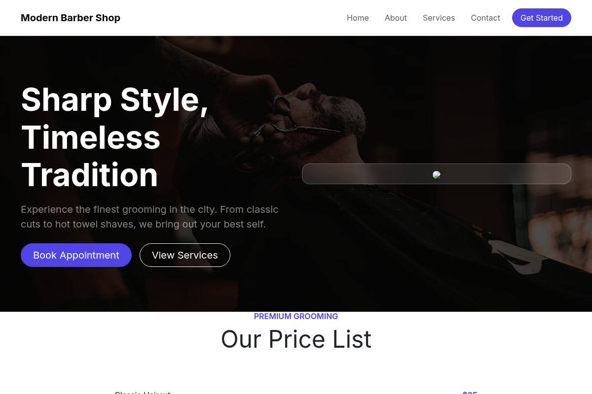 Modern Barber Shop website template