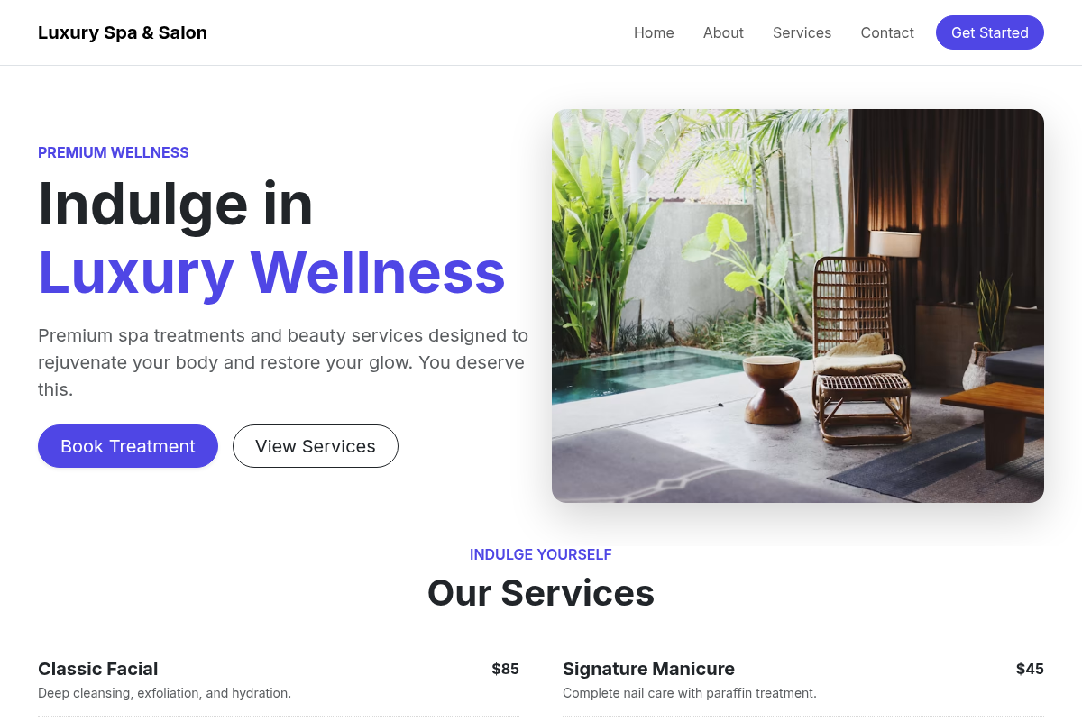 Luxury Spa & Salon website template