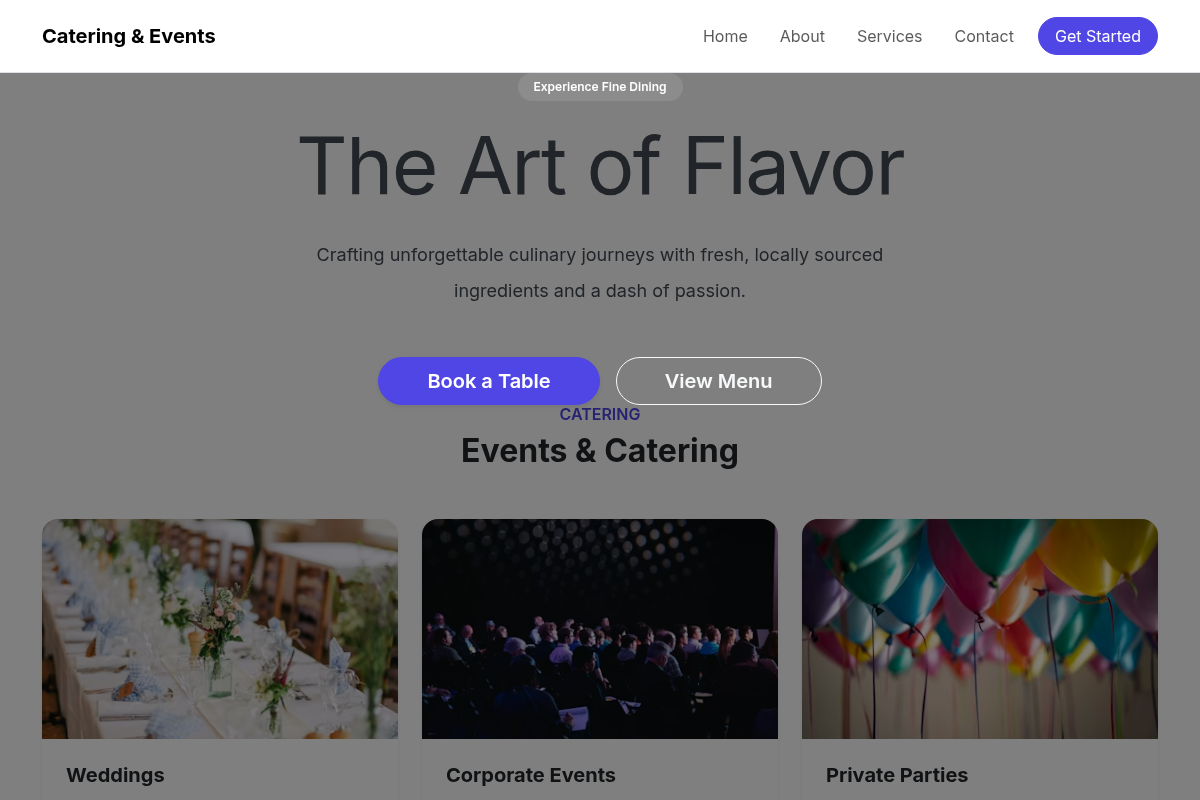 Catering & Events website template