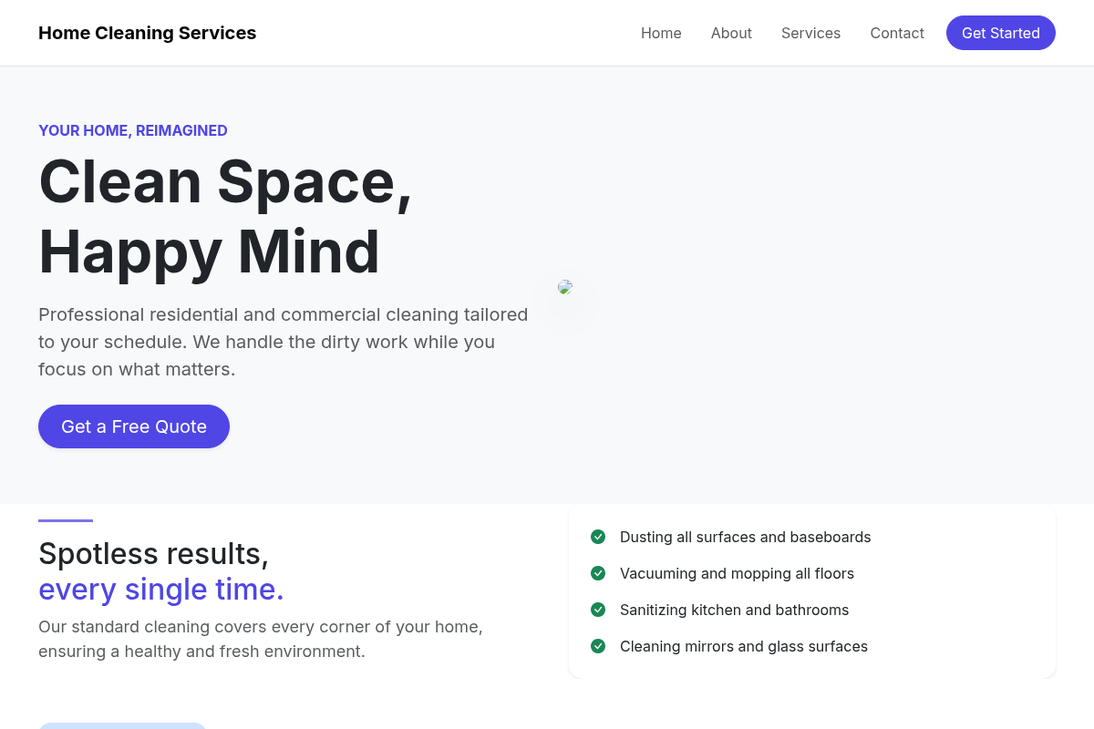 Home Cleaning Services website template