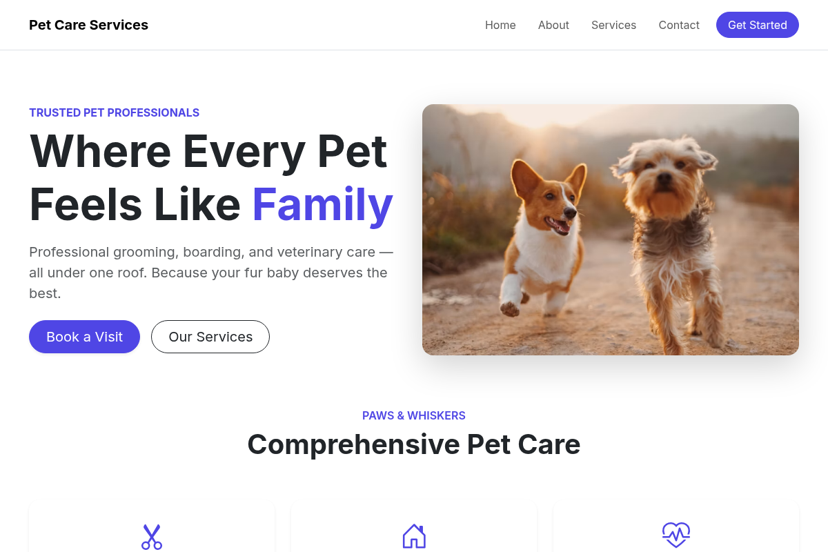 Pet Care Services website template